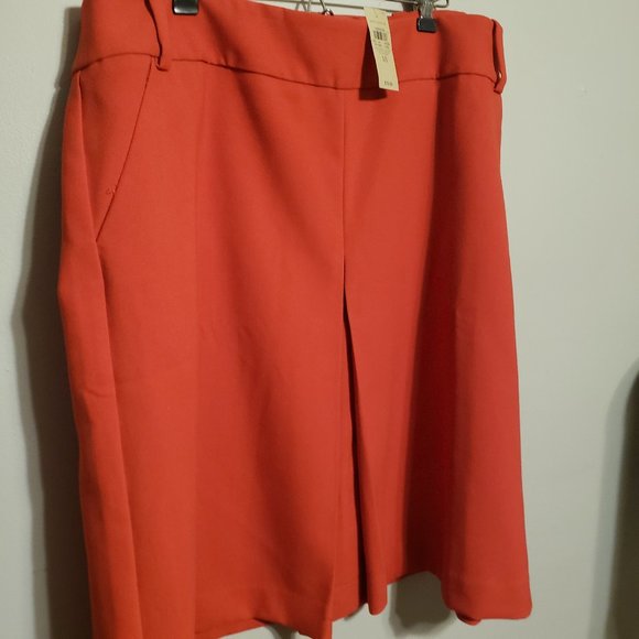 New Orange Ann Taylor Skirt pleated front size 18 - Picture 1 of 15